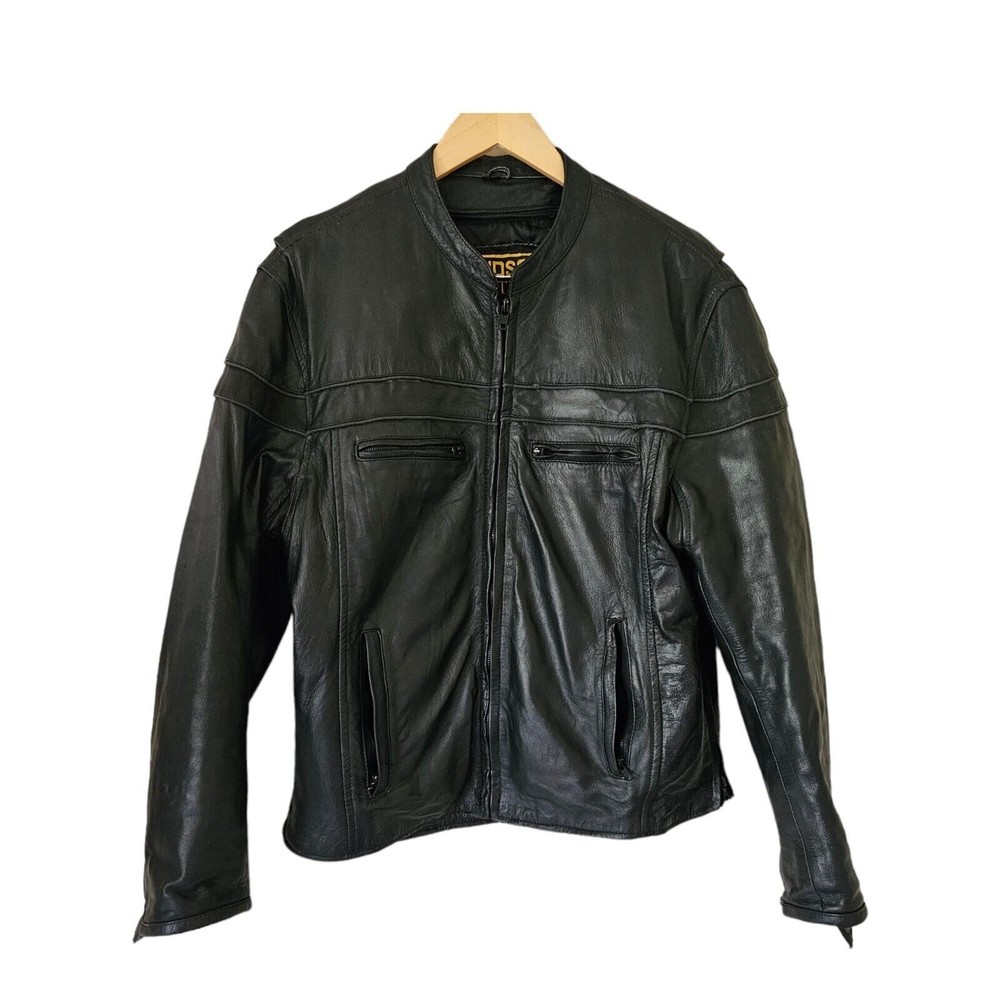 Hudson Leather Motorcycle Jacket  Size XL‎ MOTTO